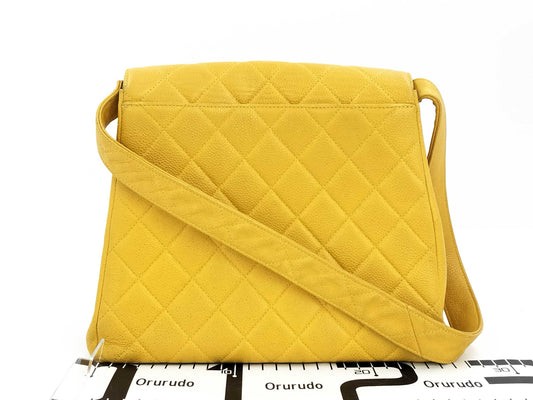 CHANEL Caviar Skin Yellow No. 4 Shoulder Bag