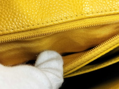 CHANEL Caviar Skin Yellow No. 4 Shoulder Bag