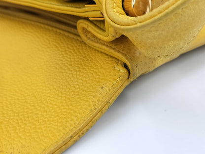 CHANEL Caviar Skin Yellow No. 4 Shoulder Bag