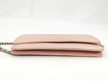 CHANEL Caviar Skin Chain Wallet Pink Shoulder Bag