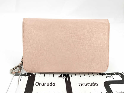 CHANEL Caviar Skin Chain Wallet Pink Shoulder Bag