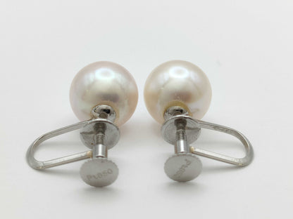 Pearl diameter: Approx. 8.8mm x 2, PT850, 3.2g, Earrings 