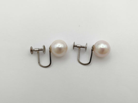 Pearl diameter: Approx. 8.8mm x 2, PT850, 3.2g, Earrings 