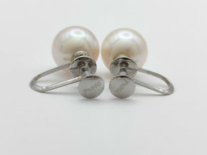 Pearl diameter: Approx. 8.8mm x 2, PT850, 3.2g, Earrings 