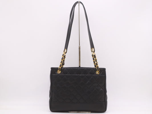 CHANEL Lambskin Chain Shoulder Bag with GD Hardware, Black
