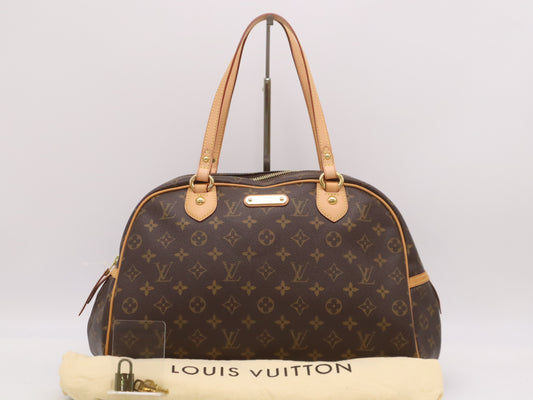 LOUIS VUITTON M95566 Monogram Montorgueil GM Handbag with Dust Bag, Padlock, and Two Keys