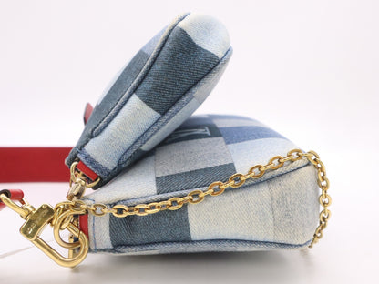 LOUIS VUITTON M44990 Monogram Denim Multi Pochette Accessoires RFID Verified Shoulder Bag with Two Pouches and Shoulder Strap