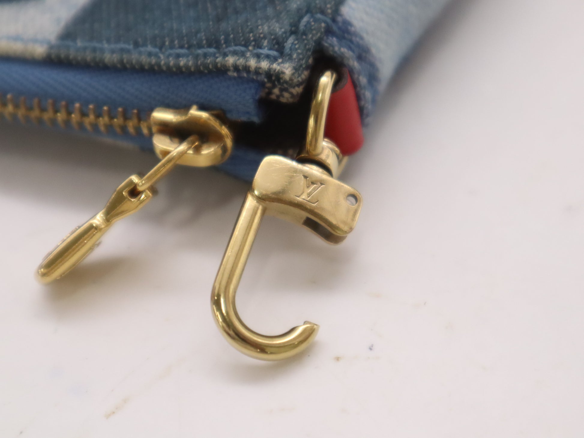 LOUIS VUITTON M44990 Monogram Denim Multi Pochette Accessoires RFID Verified Shoulder Bag with Two Pouches and Shoulder Strap