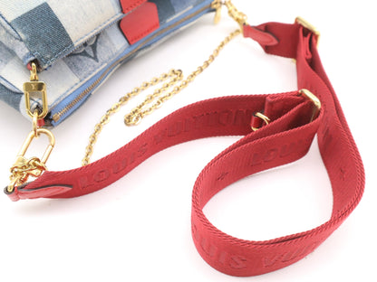 LOUIS VUITTON M44990 Monogram Denim Multi Pochette Accessoires RFID Verified Shoulder Bag with Two Pouches and Shoulder Strap