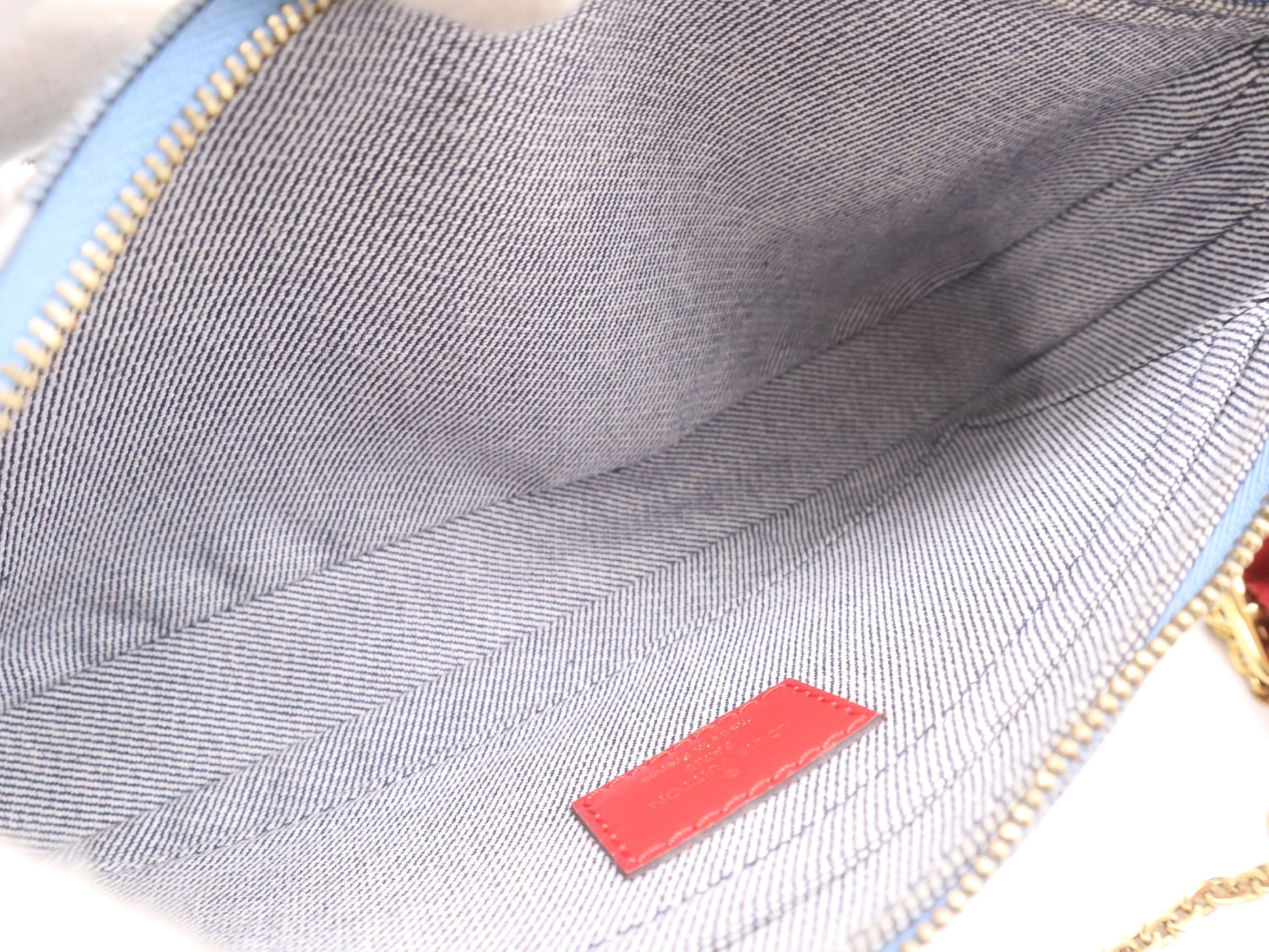 LOUIS VUITTON M44990 Monogram Denim Multi Pochette Accessoires RFID Verified Shoulder Bag with Two Pouches and Shoulder Strap