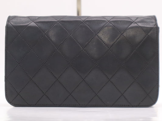 CHANEL Lambskin Mini Matelasse 19 Full Flap S Chain Gold Hardware Black Shoulder Bag