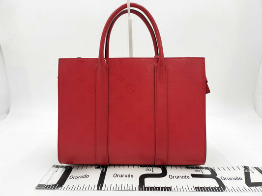 LOUIS VUITTON Very Tote M43542 Red with Silver Hardware and Leather RFID Tote Bag
