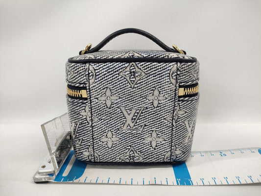 LOUIS VUITTON Micro Vanity 2-Way Shoulder Bag, Jacquard, M82467, Blue with Gold Hardware, Monogram Laminated, RFID, and More