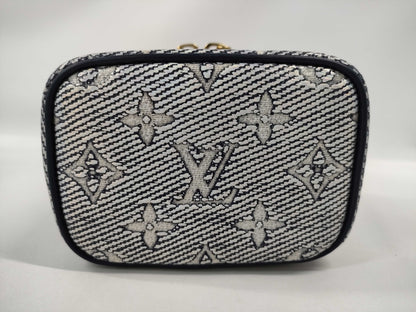 LOUIS VUITTON Micro Vanity 2-Way Shoulder Bag, Jacquard, M82467, Blue with Gold Hardware, Monogram Laminated, RFID, and More