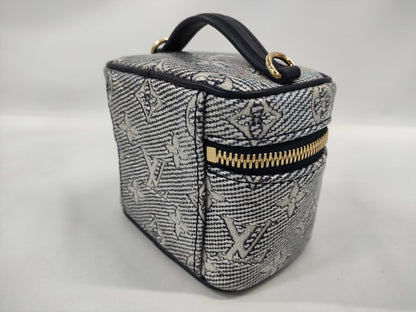 LOUIS VUITTON Micro Vanity 2-Way Shoulder Bag, Jacquard, M82467, Blue with Gold Hardware, Monogram Laminated, RFID, and More