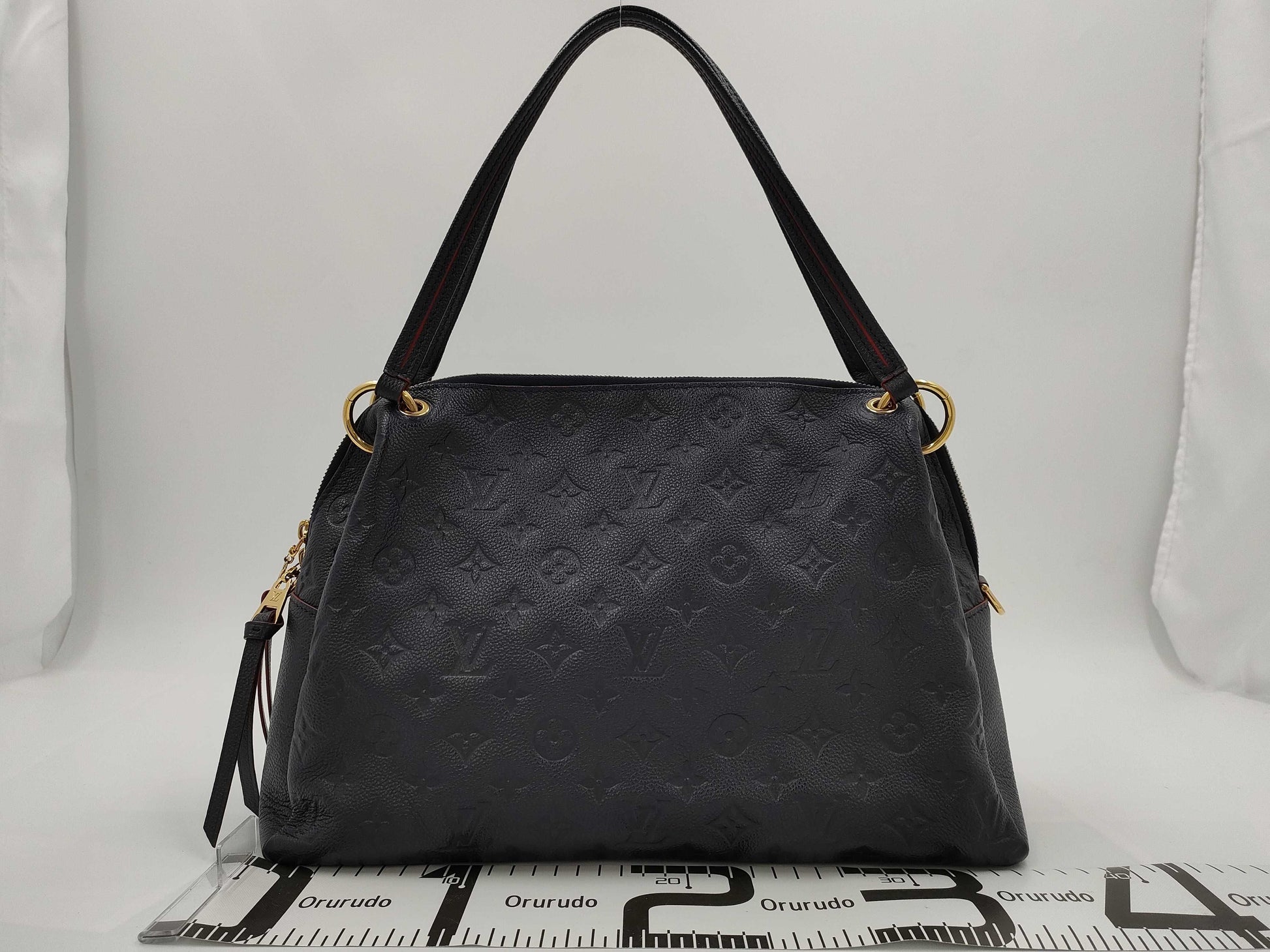 LOUIS VUITTON Pontu PM Tote Bag, Navy Blue with Gold Hardware, Monogram Empreinte, M43721 DU0199