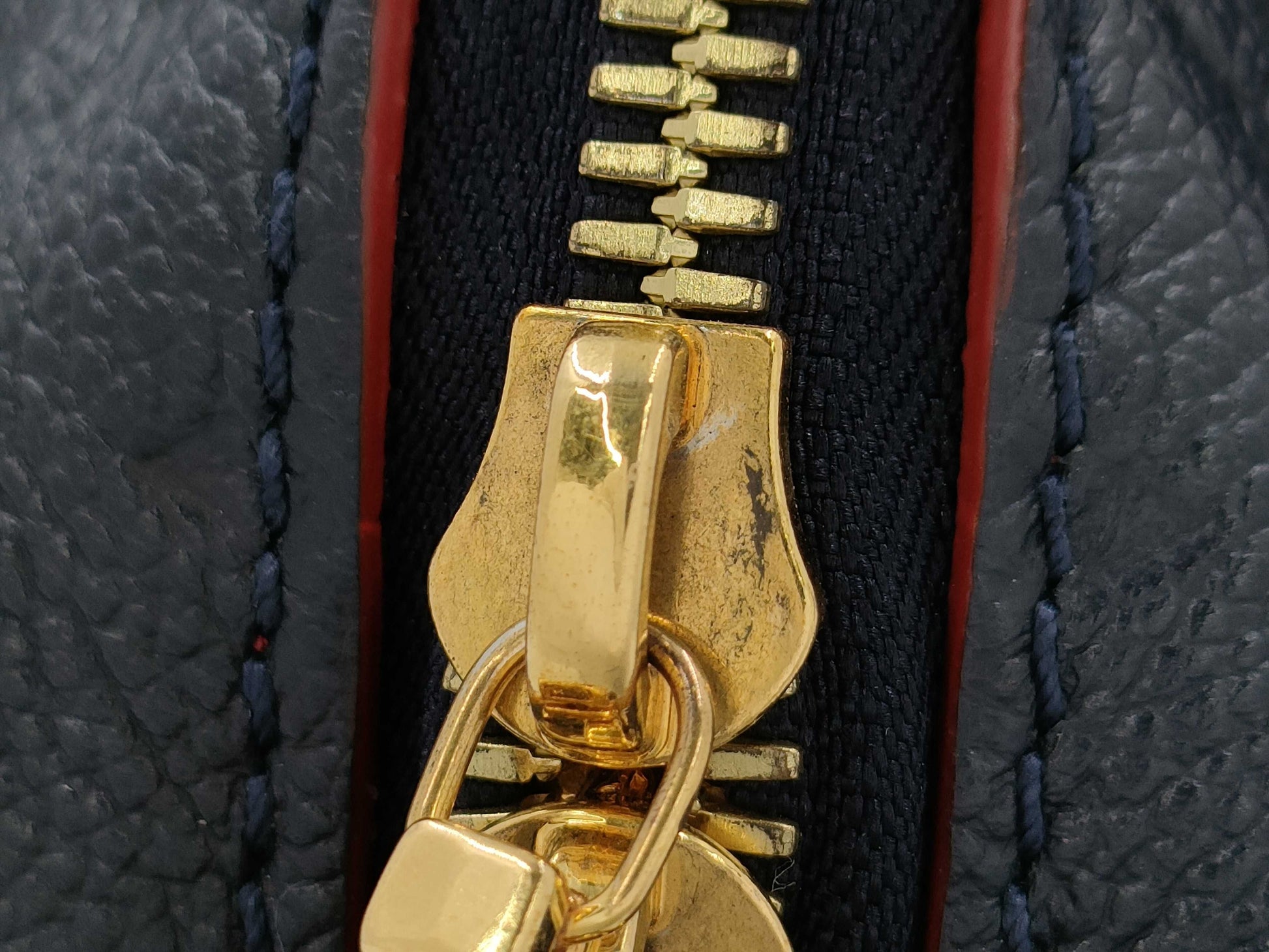LOUIS VUITTON Pontu PM Tote Bag, Navy Blue with Gold Hardware, Monogram Empreinte, M43721 DU0199