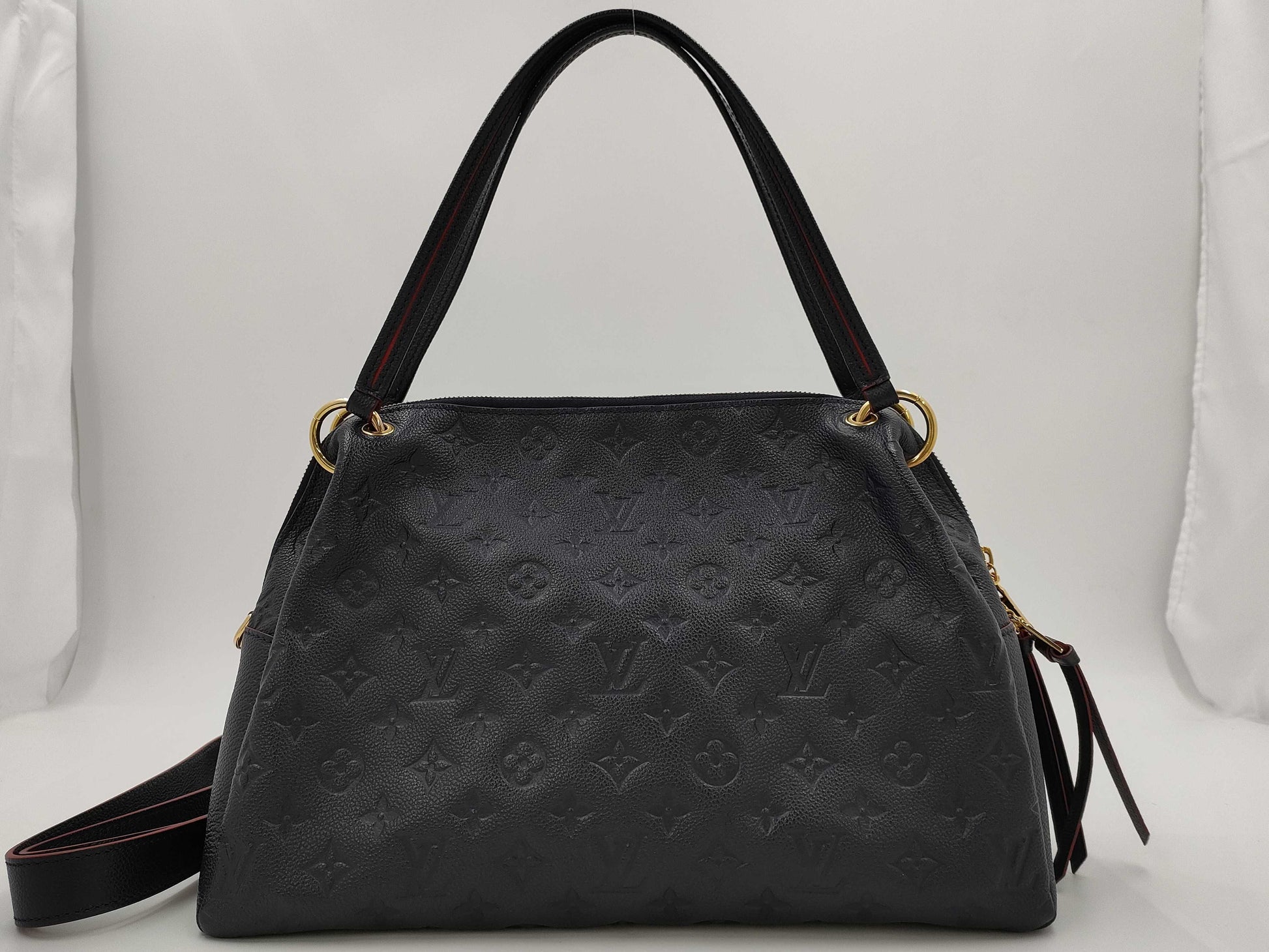 LOUIS VUITTON Pontu PM Tote Bag, Navy Blue with Gold Hardware, Monogram Empreinte, M43721 DU0199