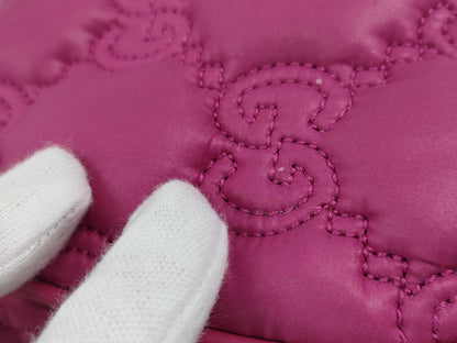 GUCCI GG Matelasse 2-way Shoulder Bag in Pink with Silver Hardware, Quilted Nylon and Leather Shoulder Strap, Dust Bag