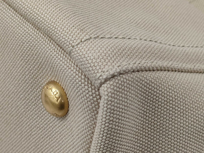 PRADA Beige Canapa 2-Way Handbag in Canvas B2439O