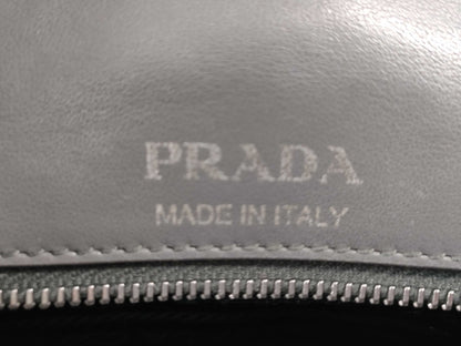 PRADA Diagram Shoulder Bag in Grey Quilted Leather with Silver Hardware