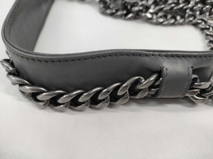 PRADA Diagram Shoulder Bag in Grey Quilted Leather with Silver Hardware