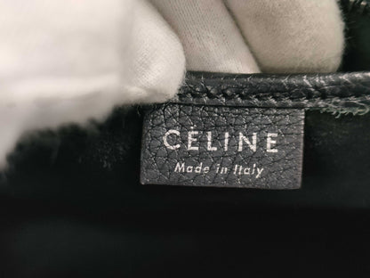 CELINE Luggage Nano Shopper Black with Silver Hardware and Leather Shoulder Bag W0U00093 Handbag