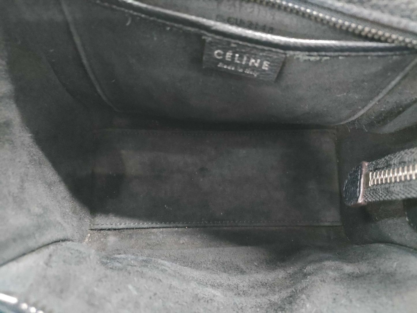 CELINE Luggage Nano Shopper Black with Silver Hardware and Leather Shoulder Bag W0U00093 Handbag