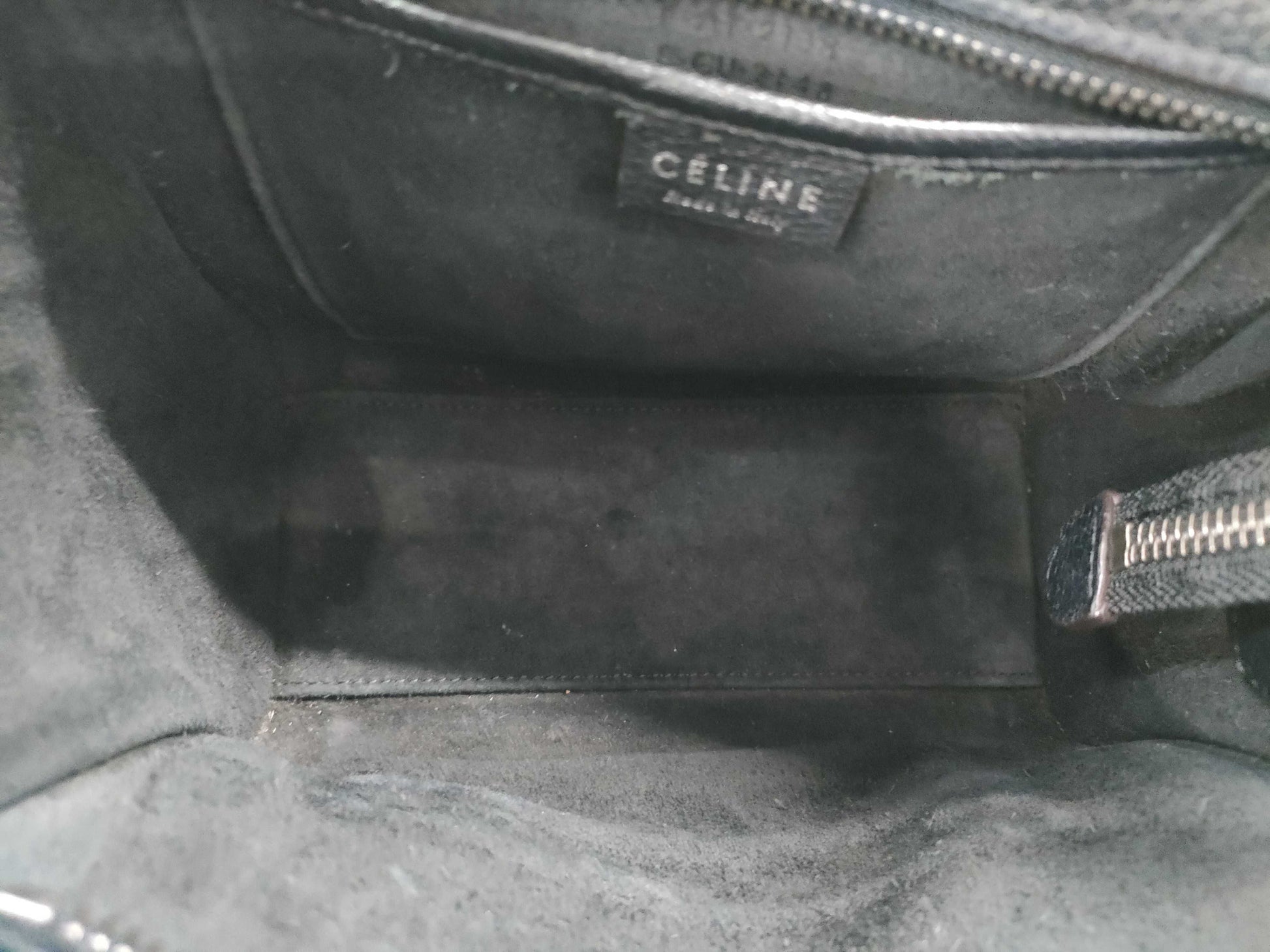 CELINE Luggage Nano Shopper Black with Silver Hardware and Leather Shoulder Bag W0U00093 Handbag