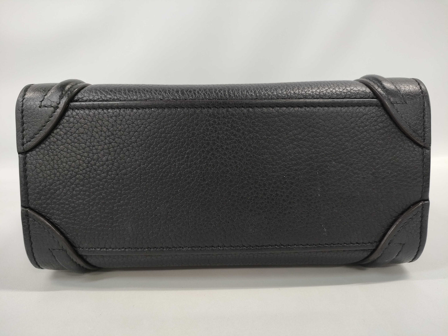 CELINE Luggage Nano Shopper Black with Silver Hardware and Leather Shoulder Bag W0U00093 Handbag