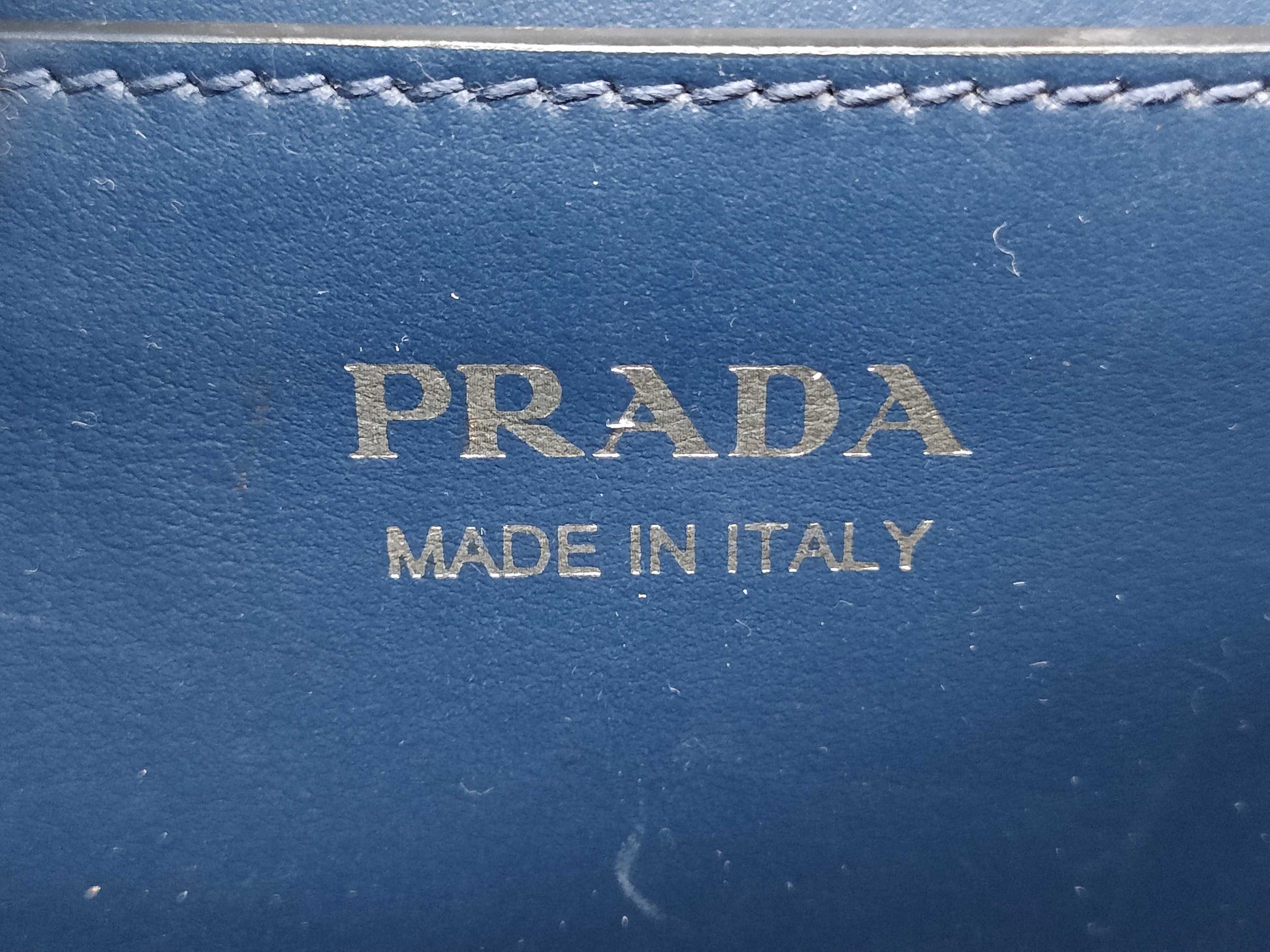 PRADA Saffiano Leather Shoulder Bag, Blue, Silver Hardware, 1BD127, Mirrored Pouch, Shoulder Bag