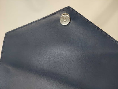 PRADA Saffiano Leather Shoulder Bag, Blue, Silver Hardware, 1BD127, Mirrored Pouch, Shoulder Bag