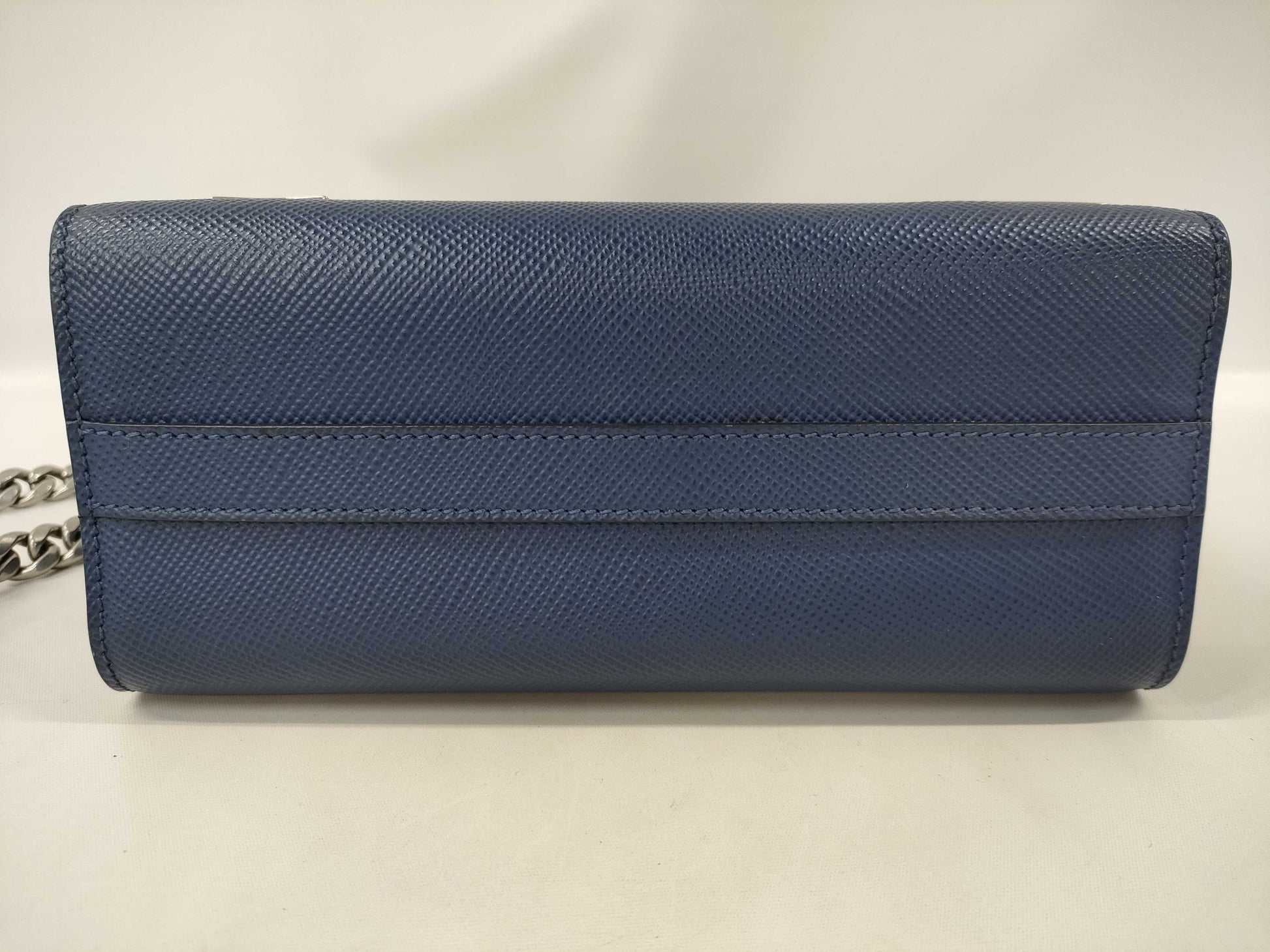 PRADA Saffiano Leather Shoulder Bag, Blue, Silver Hardware, 1BD127, Mirrored Pouch, Shoulder Bag