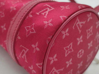 LOUIS VUITTON Monogram Satin Little Papillon M92353 TH0092 Red Handbag with Dust Bag