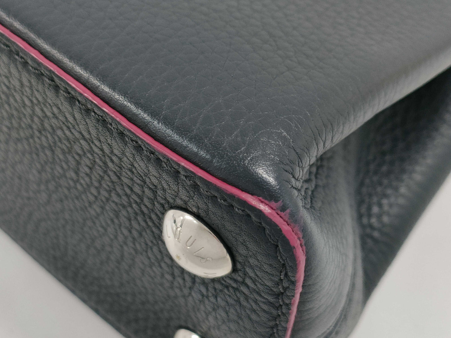 LOUIS VUITTON Capucines BB 2-way Shoulder Bag, Black Cobalt and Fuchsia with Gold Hardware and Taurillon Leather, M94517, RFID-Non-Reactive, Shoulder Bag, Dust Bag, Handbag