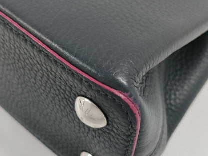 LOUIS VUITTON Capucines BB 2-way Shoulder Bag, Black Cobalt and Fuchsia with Gold Hardware and Taurillon Leather, M94517, RFID-Non-Reactive, Shoulder Bag, Dust Bag, Handbag