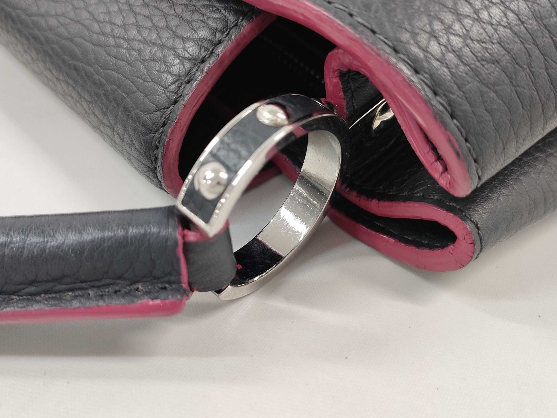 LOUIS VUITTON Capucines BB 2-way Shoulder Bag, Black Cobalt and Fuchsia with Gold Hardware and Taurillon Leather, M94517, RFID-Non-Reactive, Shoulder Bag, Dust Bag, Handbag