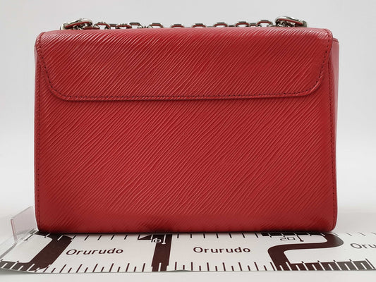 LOUIS VUITTON Twist MM Chain Shoulder Bag in Red with Silver Hardware and Epi Leather, M50523 FL3166, Mirrored Shoulder Bag