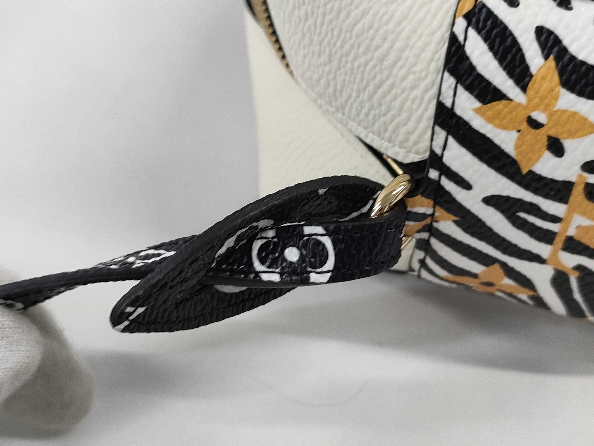 LOUIS VUITTON Jungle Beach Pouch Shoulder Bag in White with Multicolored and Gold Hardware, Monogram Canvas, M67883 TR2129 Shoulder Bag