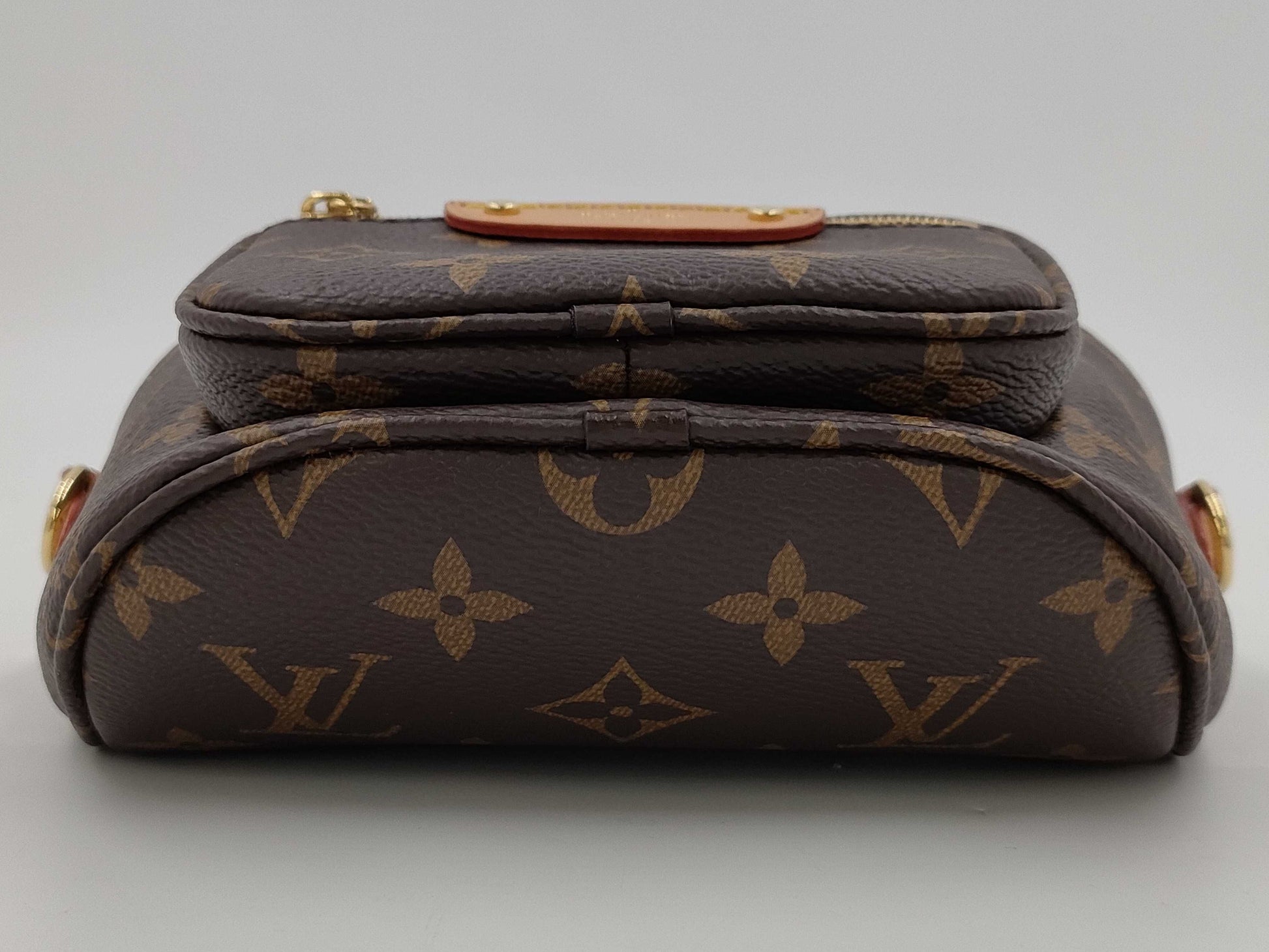 LOUIS VUITTON Mini Bumbag Brown Monogram Canvas with Gold Hardware M82335 RFID Chain Shoulder Bag