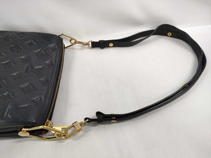 LOUIS VUITTON Coussin BB 2-Way Shoulder Bag, Black Leather with Gold Hardware, M21259, RFID, Shoulder Strap, Chain, Shoulder Bag