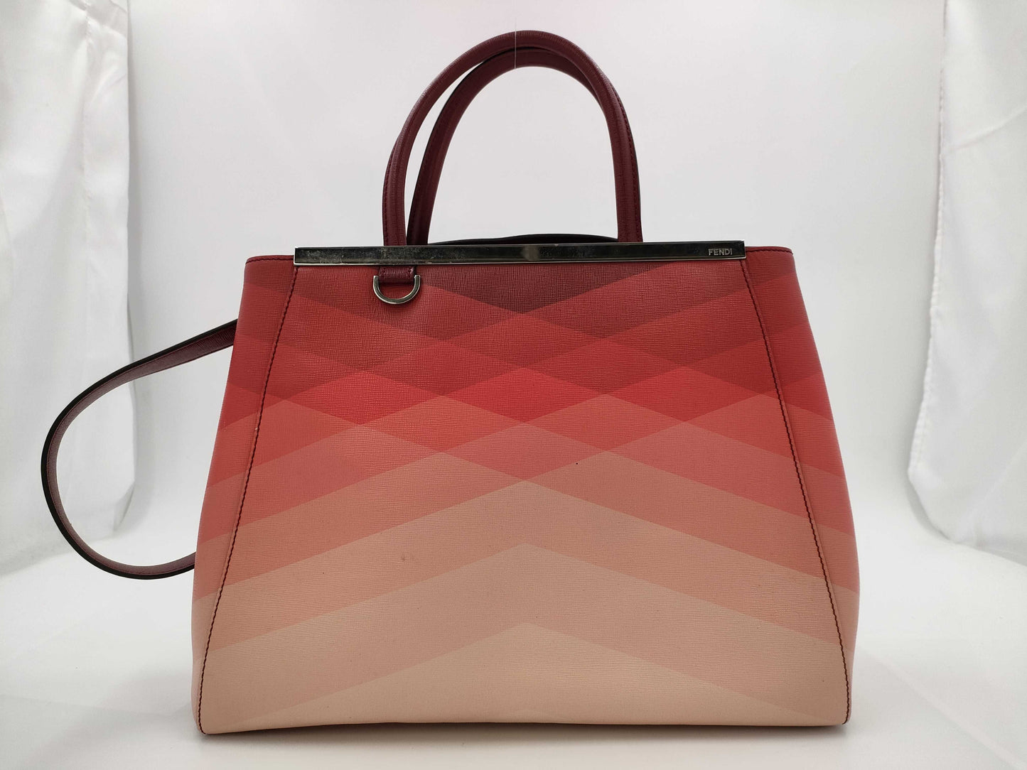 FENDI Toujours 2-Way Bag Shoulder Handbag Leather Red 8BH250 Shoulder Strap Handbag