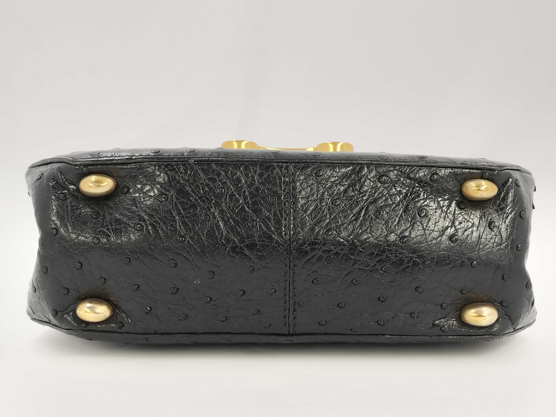 CELINE Ostrich Triomphe Hardware Handbag
