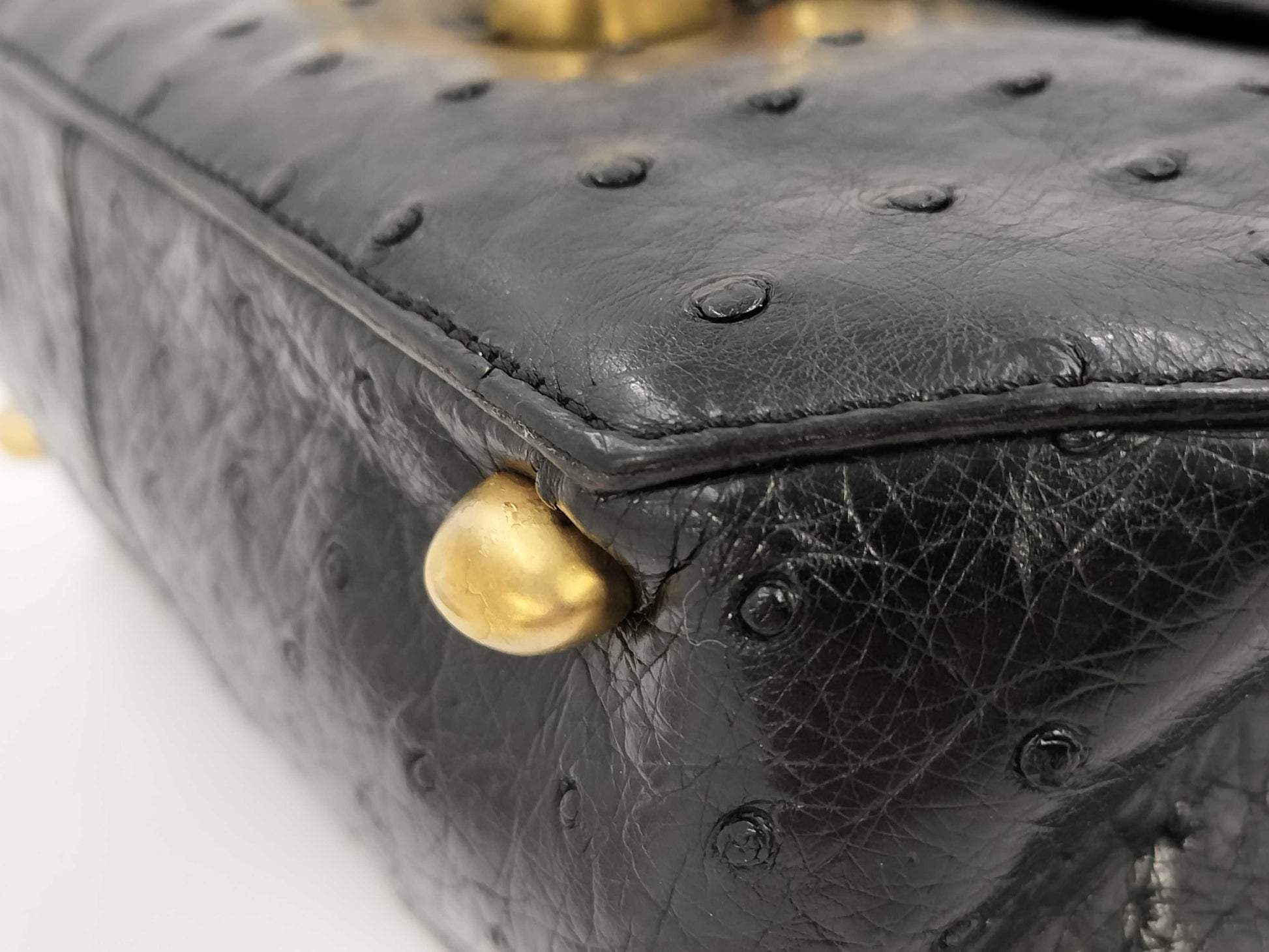CELINE Ostrich Triomphe Hardware Handbag