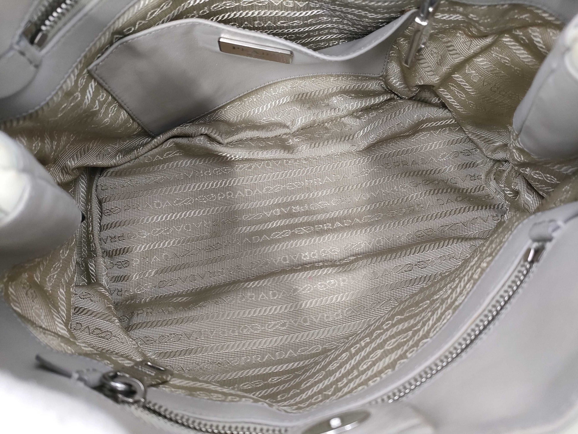 PRADA Triangle Logo Gathered Handbag
