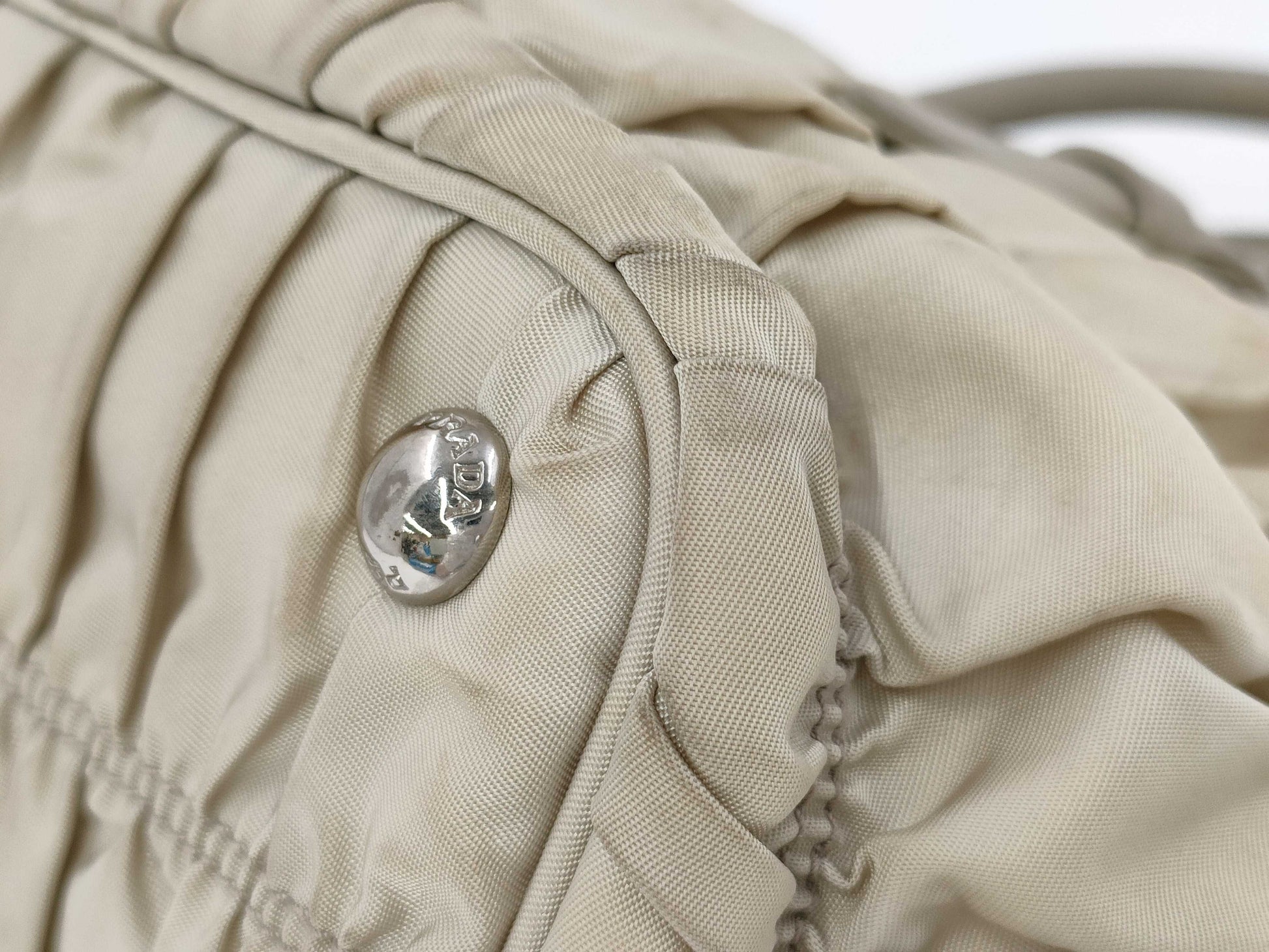 PRADA Triangle Logo Gathered Handbag