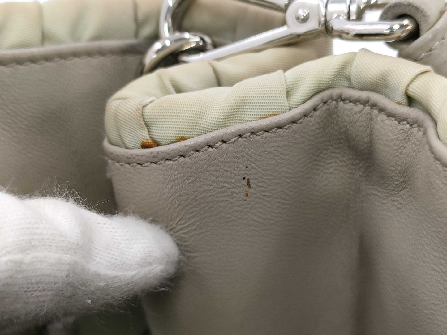 PRADA Triangle Logo Gathered Handbag