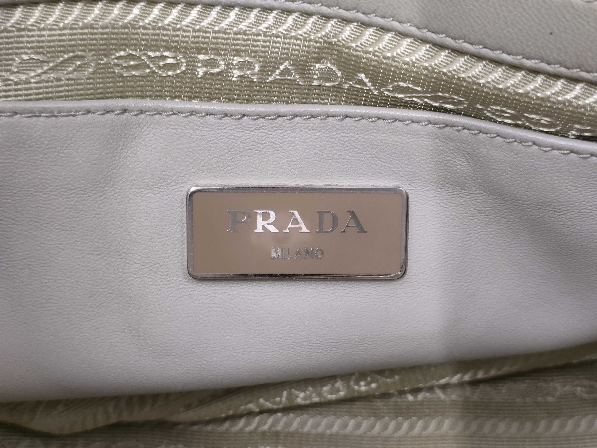 PRADA Triangle Logo Gathered Handbag