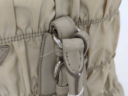 PRADA Triangle Logo Gathered Handbag