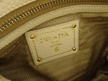 PRADA Jacquard Logo Canvas and Leather Shoulder Bag